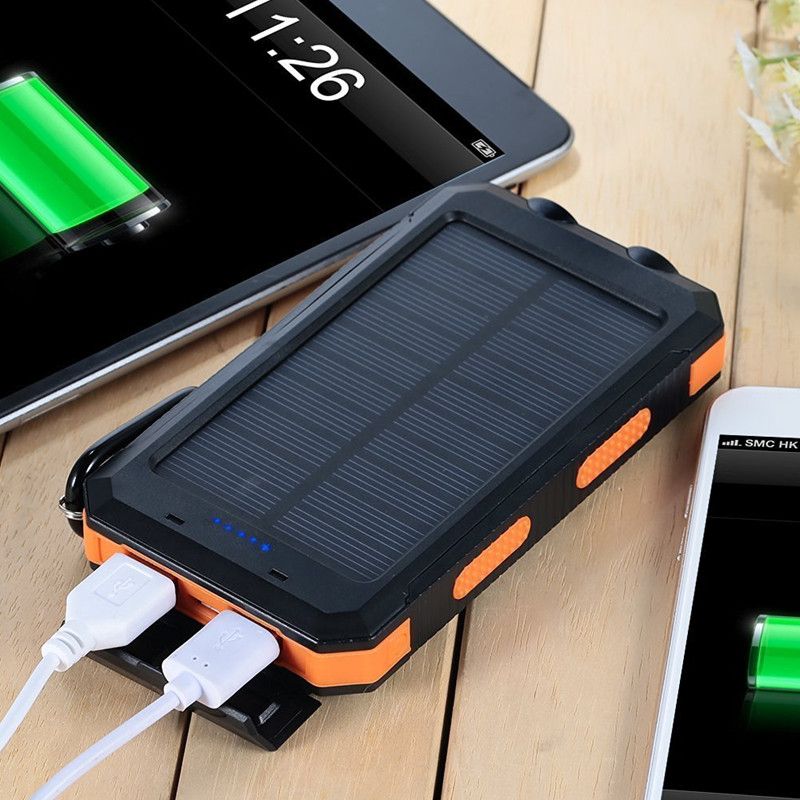 Strong Waterproof With LED Light, 20,000 MAh, Compass, Solar Power Bank For Mobile Phones, USB Interface_voghion.com