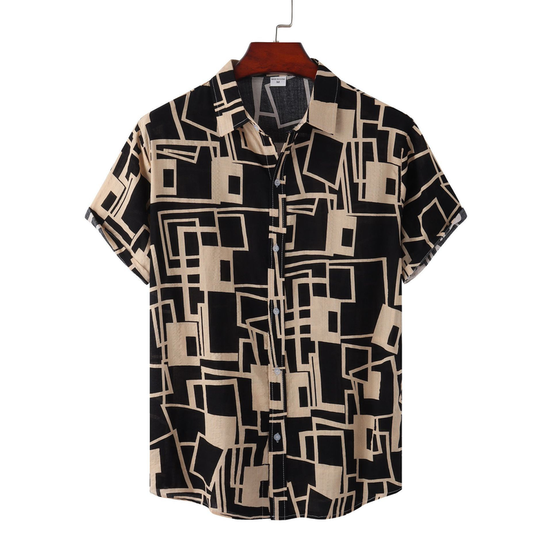 Abbigliamento uomo taglie forti, camicia ampia a maniche corte, camicie casual_voghion.com