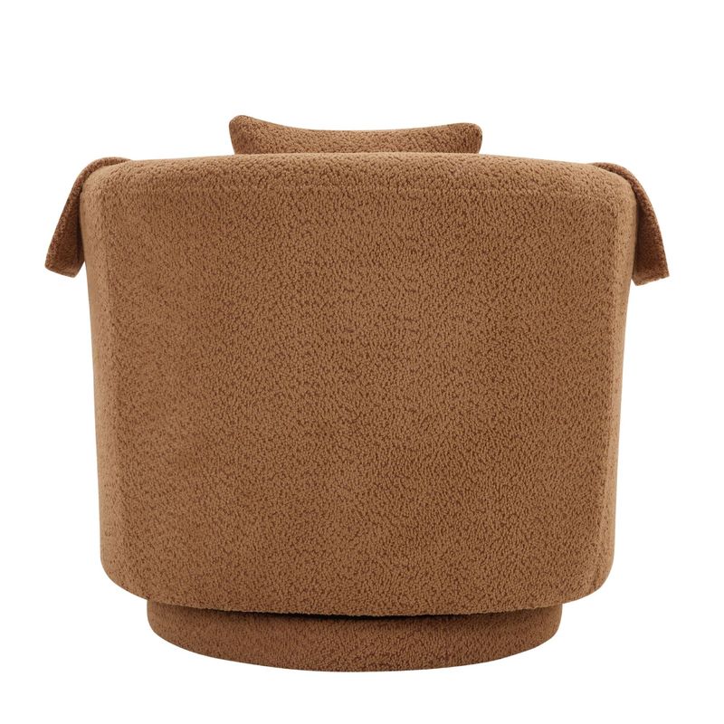 Swivel Accent Chair With Ottoman Set, Modern Chenille Barrel Armchair With Removable Back Pillow & 2 Armrest Covers For Living Room, Bedroom, Office, Yellow_voghion.com