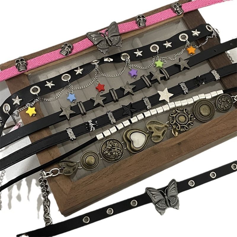Collana con ciondolo a forma di stella farfalla e cuore, stile gotico Y2K, con accessori punk Harajuku, per ragazza sexy del millennio_voghion.com