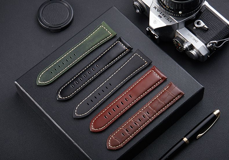 Premium Genuine Leather Watch Band For Men - Distressed Full Grain Cowhide, Rugged & Stylish, Fits 20mm To 26mm Watches_voghion.com