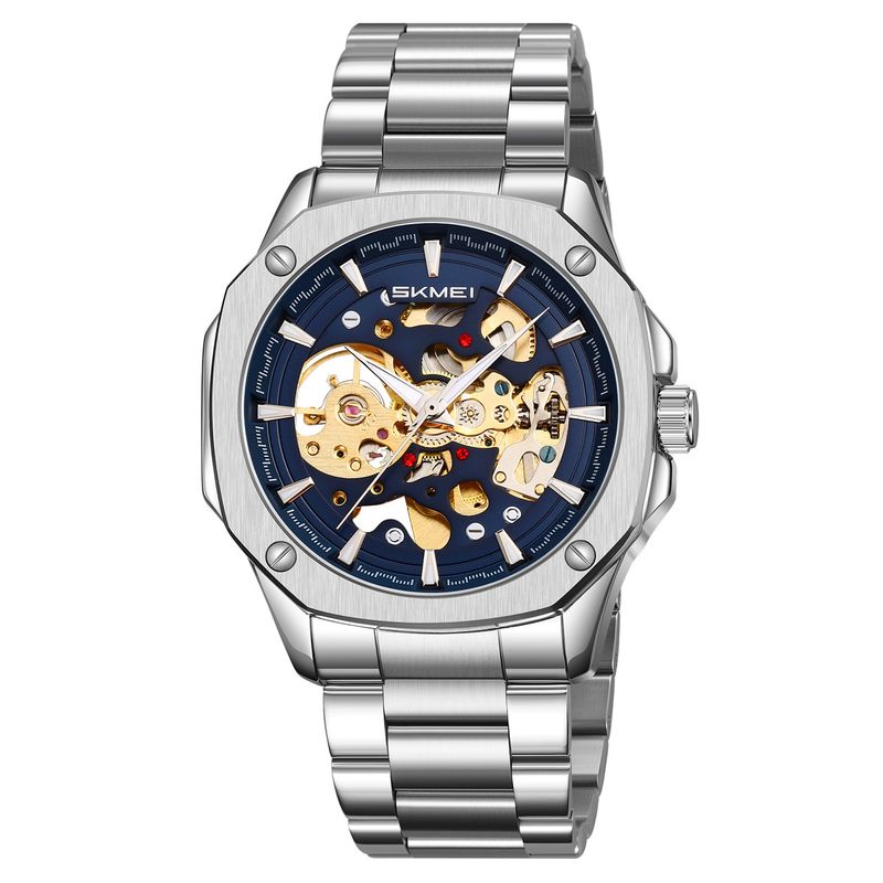 Premium Men's Automatic Mechanical Watch With Skeleton Design & Transparent Back_voghion.com