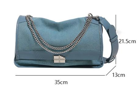 Chaîne au Design Unique pour femmes, sac de facteur en Denim de grande capacité à une épaule, sac fourre-tout à bandoulière, nouvelle collection 2024_voghion.com