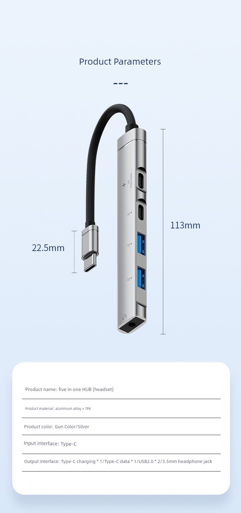 Estación de acoplamiento multifuncional tipo C, unidad flash USB 3.0 externa, auriculares digitales de 3,5 mm_voghion.com