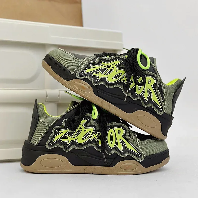 Men's Designer Brand Chunky Sneakers Two-tone Lace Up Casual Shoes for Men Fashion Student Vulcanized atillas Hombre85_voghion.com