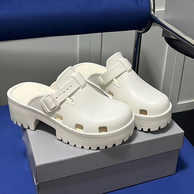 Mules Hollow Out Half-Toe Closed-Toe Slippers 2025 New Roman Style Sandals For Women Thick Sole Non-Slip Outdoor Beach_voghion.com