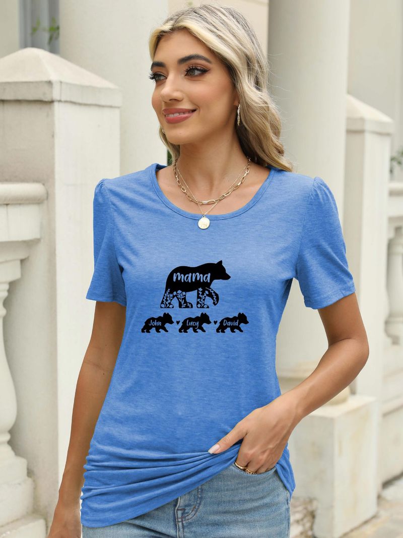 T-shirts imprimés à manches chauve-souris et col rond pour femme_voghion.com