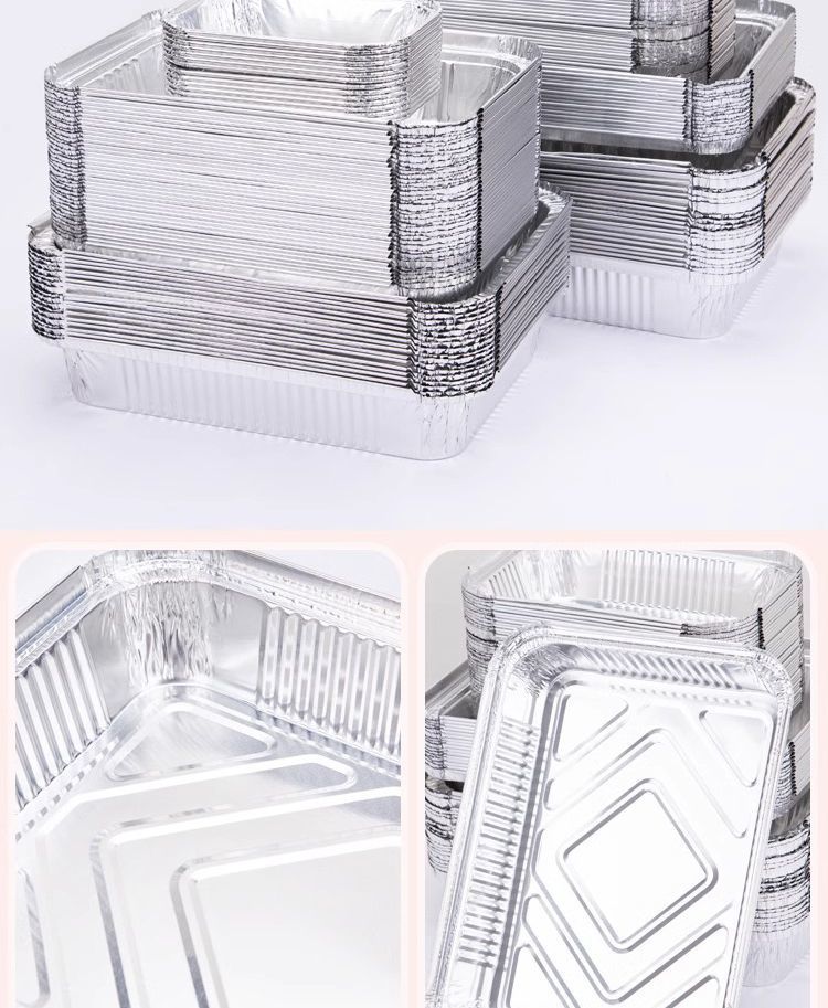 Blechdose, rechteckig, Einweg-Mahlzeitenverpackung, Grillbacken, stark auslaufsicher, unzerbrechlich, Aluminiumfolienbox, verdickt_voghion.com