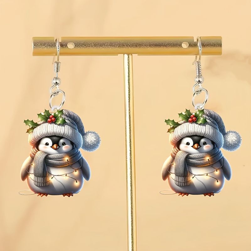 Lindos pendientes colgantes de acrílico con forma de pingüino para fiesta de mujer, accesorios de joyería con temática de Halloween_voghion.com