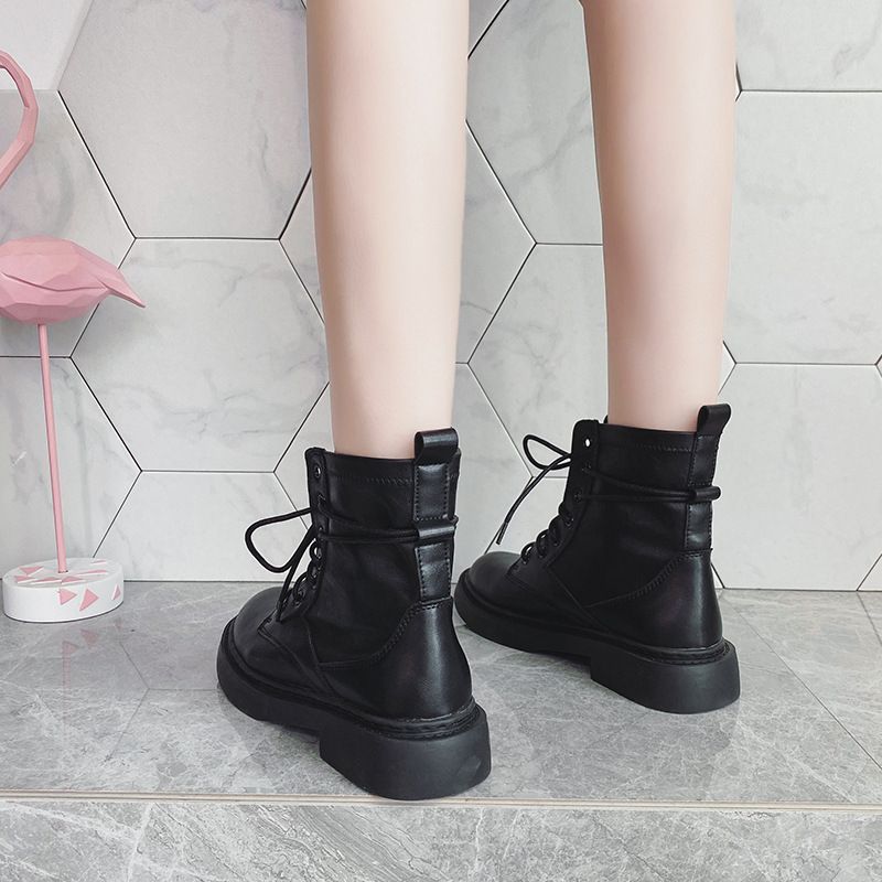 Bottes Martin d'automne 2020 pour femmes, style britannique, bottes courtes de moto noires respirantes et polyvalentes, disponibles en_voghion.com