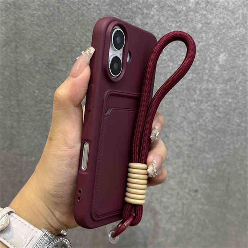 Držalo za denarnico z režo za kartice in zapestnim paščkom za telefon za iPhone 13 15 16 Pro Max 11 12 14 Plus X XS XR najlonski odbijač z vrvico_voghion.com