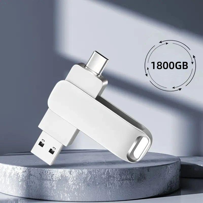 USB 3.0 Flash Drive With Type-C High-speed Data Transfer For Android, PC, Mac - Stylish Silver Design - Perfect Gift For Tech Enthusiasts_voghion.com
