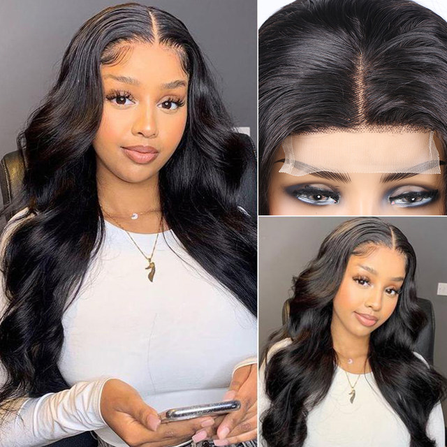 Pelucas de cabello humano ondulado para mujer, peluca con cierre de encaje 4x4, pelucas de cabello humano ondulado sin pegamento brasileño Remy, Color Natural prearrancado_voghion.com