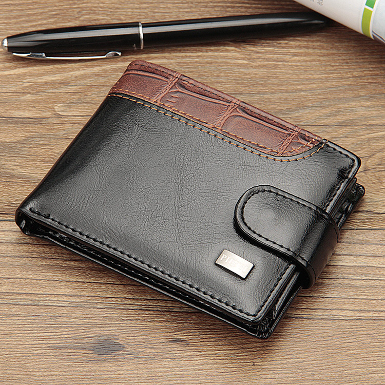 2023 New Patchwork Leather Men Wallets Short Male Purse with Coin Pocket Card Holder Brand Trifold Wallet Men Clutch Money Bag_voghion.com
