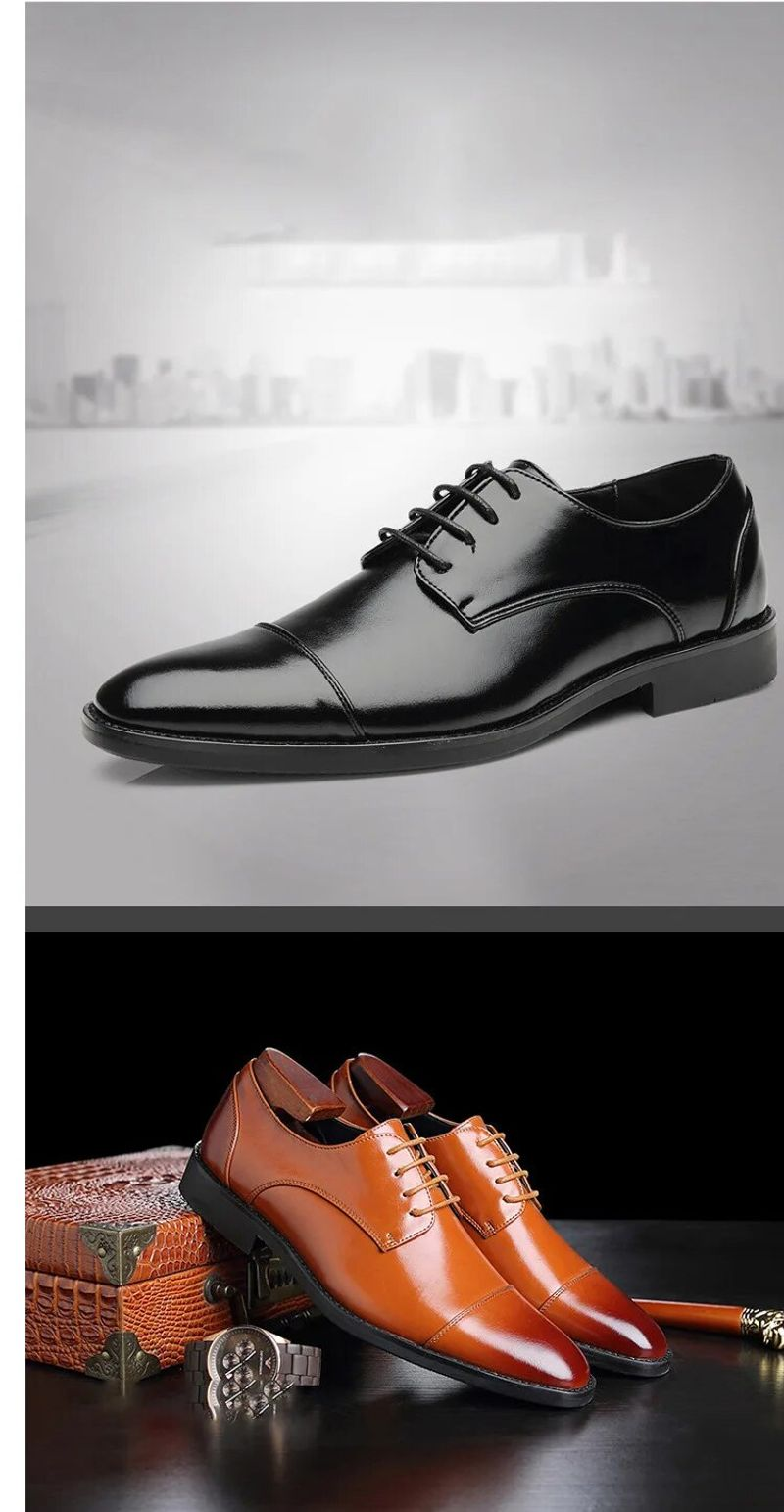 Herren Klassische Retro Derby Schuhe Herren Business Kleid Büro Lederschuh Flats Männer Mode Hochzeit Party Oxfords EU Größe_voghion.com