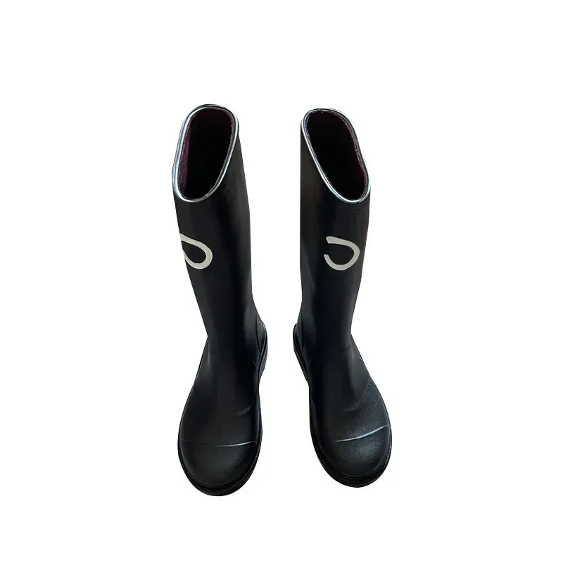 Designer-Absatz Dicke Sohle Lange Fashion Square Toe Männer Frauen Gummistiefel Neue wasserdichte Anti-Rutsch-High-Tube-Regenschuhe_voghion.com