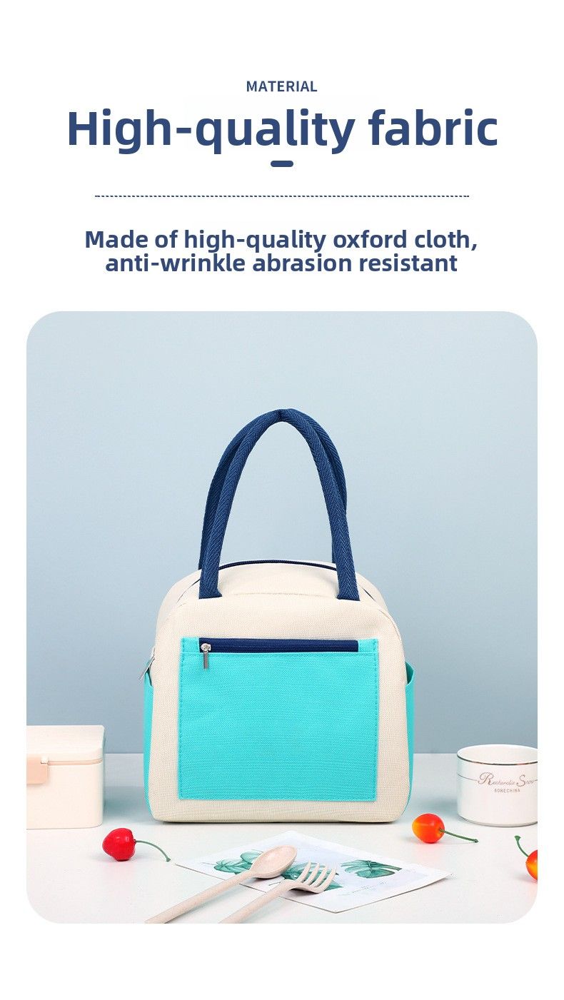 Color Matching Lunch Box Bag Portable Student Large-capacity Waterproof Thermal Insulation Bag Oxford Cloth Lunch Bag Bento Bag_voghion.com