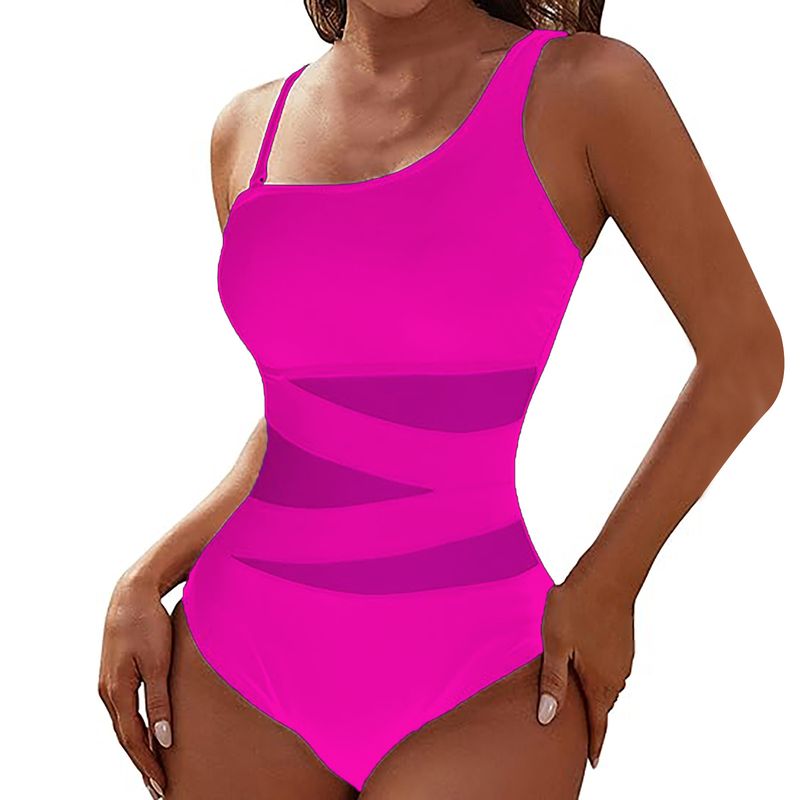 Women's Clothing One Piece Swimsuit Thin Strap Oblique Shoulder Conservative Bikini_voghion.com