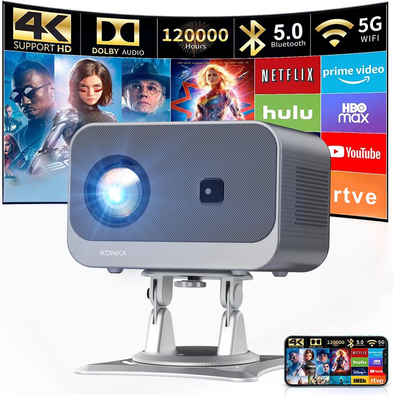 Proiettore Konka C1PRO con messa a fuoco elettrica 1080P, per ufficio, camera da letto, proiezione a parete, piccolo dispositivo per home theater_voghion.com