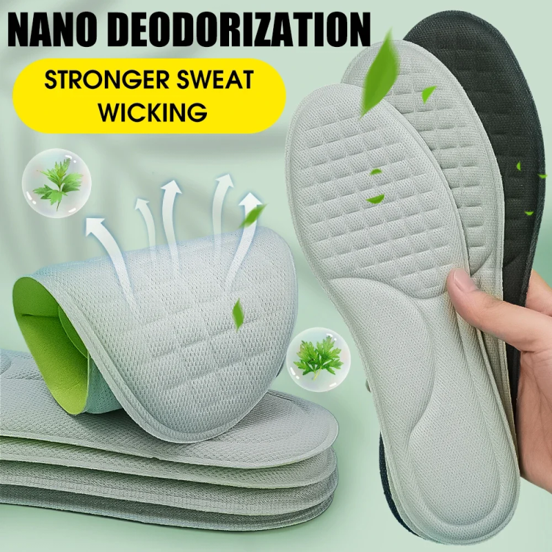 10pcs Memory Foam Orthopedic Insoles Shoe Pad Men Women Nano Antibacterial Deodorization Insole Sweat Absorption Running_voghion.com