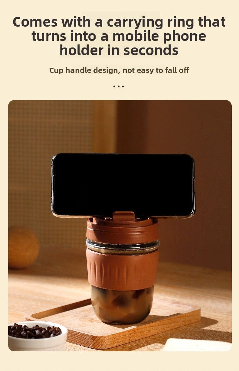 Internet Celebrity Glass Double Drinking High Aesthetic Summer Girl Coffee Portable Cute Handy Insulated Milk Water Cup_voghion.com