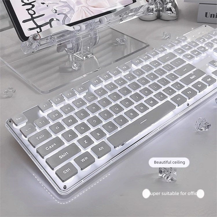 Mengzu Silent Echtes mechanisches Gefühl für Frauen Büro Kabelgebundener Laptop GX Gaming-Tastatur und -Maus_voghion.com