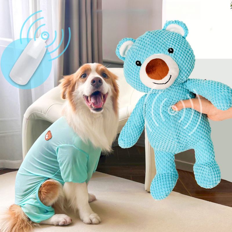Pluszowy miś dla kota, dużego psa, z dźwiękiem, niebieski, pluszowy miś, pluszowy miś, buldog francuski, golden retriever, shiba inu_voghion.com