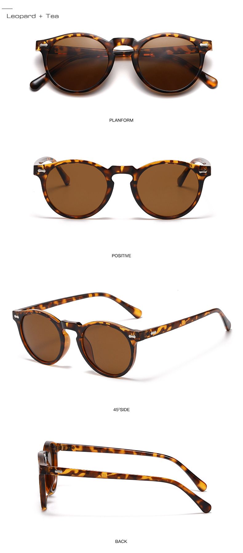 Moda SO&EI Retro Rotondi Occhiali da sole polarizzati Donna Moda Rivetti Decorazione Tonalità UV400 Uomo Punk Occhiali da sole Verde scuro_voghion.com