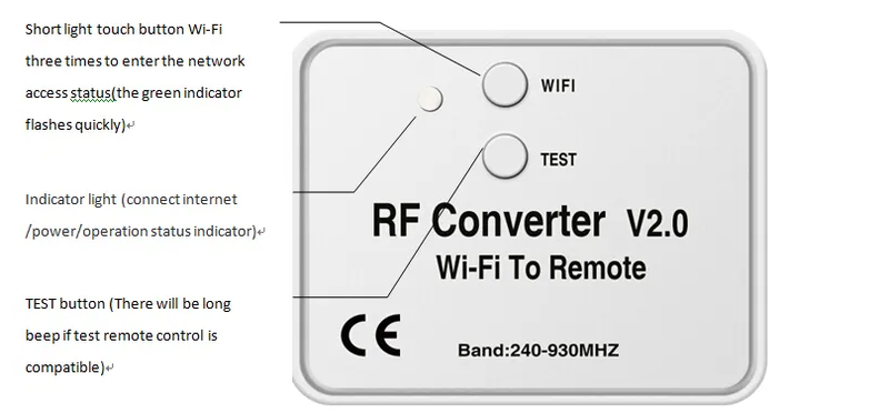 Pametni dom DC5V 240-930Mhz zamjenjuje daljinski upravljač mobilnom aplikacijom Univerzalni bežični WiFi u RF pretvarač_voghion.com