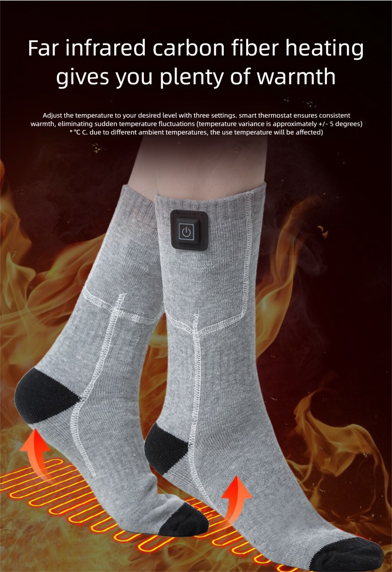 Ogrzewacze dla mężczyzn i kobiet, ogrzewacze stóp, zimowe, termiczne, regulowane, akumulatorowe skarpety narciarskie, trzypoziomowa regulacja temperatury_voghion.com