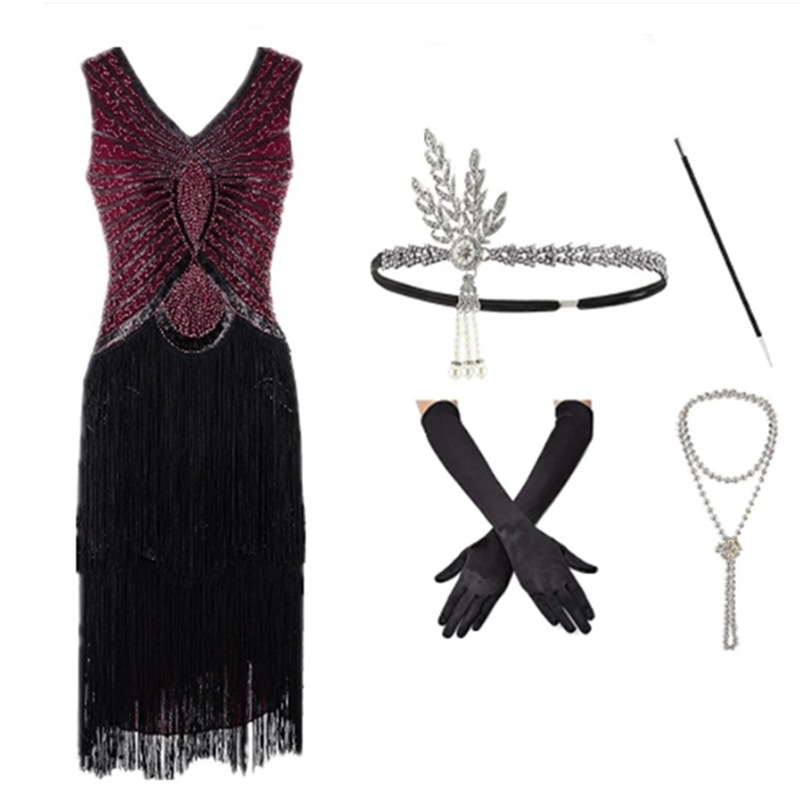 1920er-Jahre-Retro-Bankett-Partykleid, Gatsby-Ball-Abendkleid, Pailletten-Quastenkleid_voghion.com