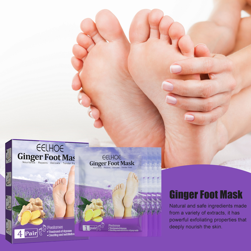 Mascarilla de jengibre para pies secos y agrietados, exfoliante y eliminador de piel muerta, hidratante y nutritiva._voghion.com