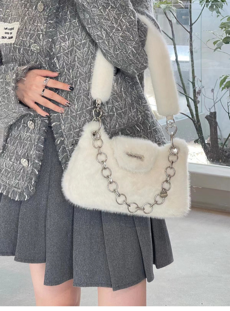 Y2K filles épicées haute qualité aisselles croix corps chaîne décontracté mignon sac en peluche fille_voghion.com