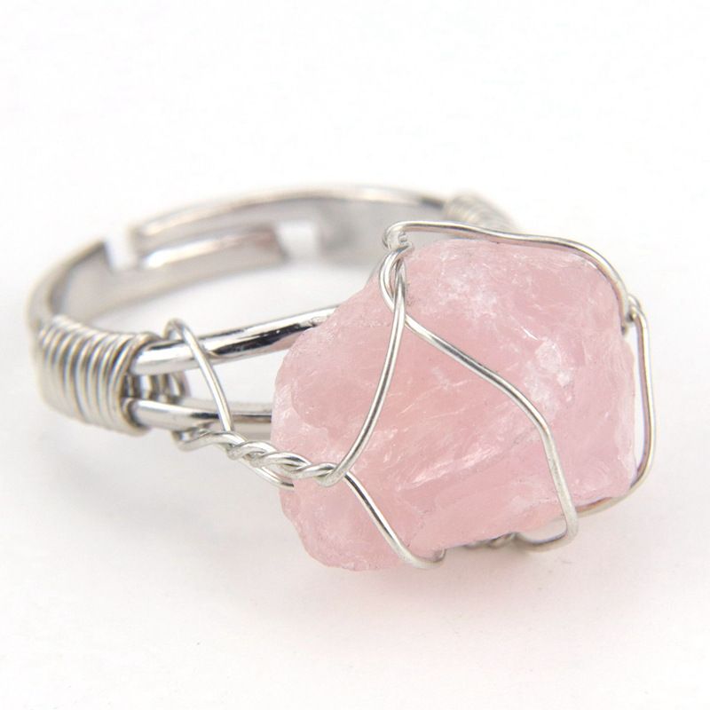 Neue Stil Persönlichkeit Handgemachte Gewickelt Raw Achat Für Frauen Einstellbare Ring R01_voghion.com