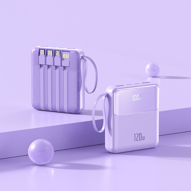 Tragbares Ladegerät mit 20.000 mAh und integrierten Kabeln, ultrakompakte und schnell aufladbare Powerbank für iPhone, Android und mehr_voghion.com