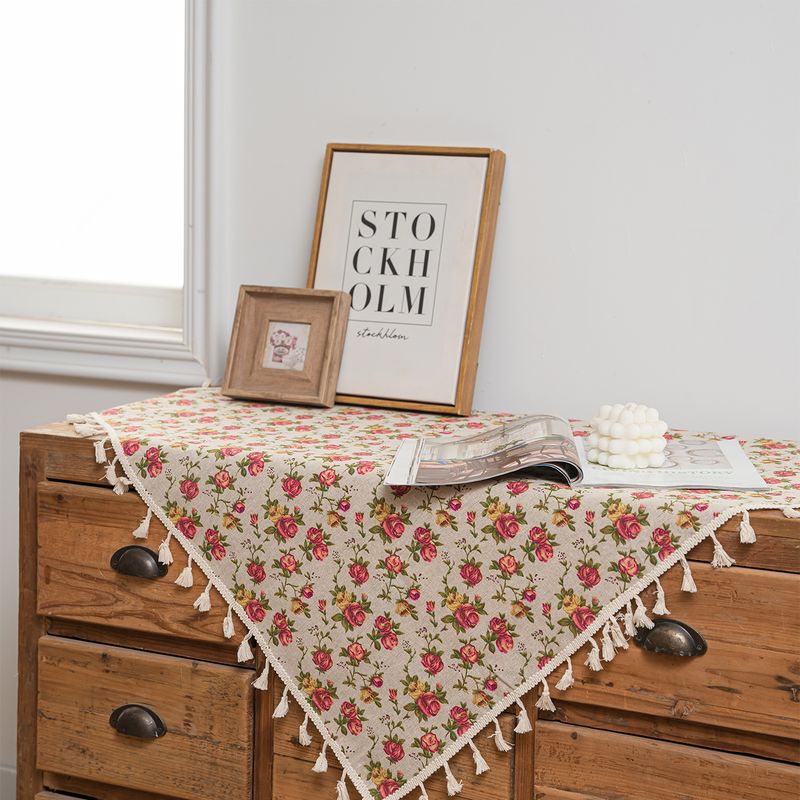 Retro Big Size Tablecloths Bohemian Style Polyester Fiber Square Tassel Decorative Tablecloths_voghion.com