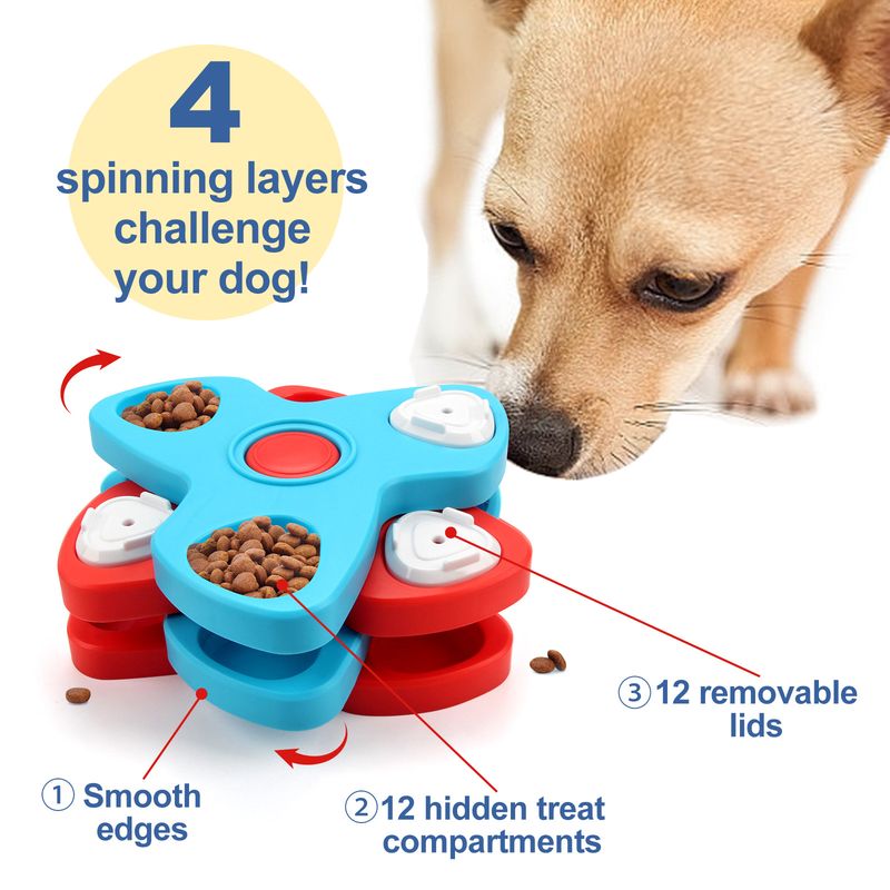 New Straight Hair Puzzle Training Foraging Pet Toy Multi-layer Rotating Turntable Slow Feeder_voghion.com