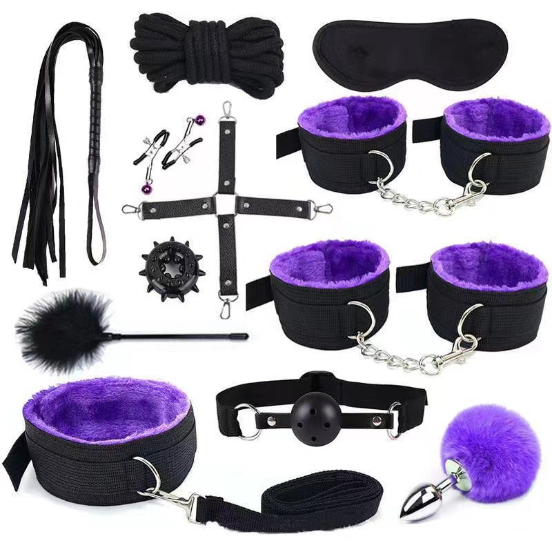 Source factory adult SM sex products nylon plush ball anal plug set female slave training binding alternative toys_voghion.com