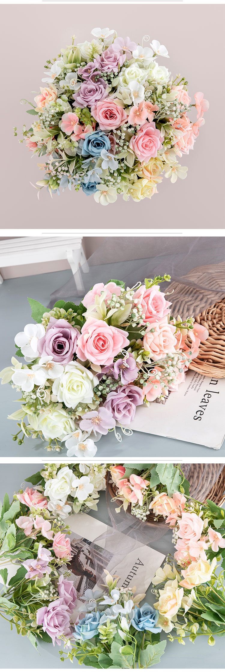Ogo Kako Rose handmade artificial flower decoration hand-held flower rose wall_voghion.com
