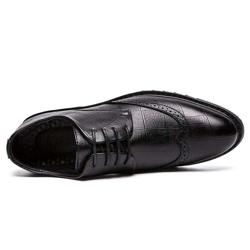 Unbeatable Quality Spring/Summer Blok Formal Business Men's Pointed Black Small Leather Shoes 2025_voghion.com