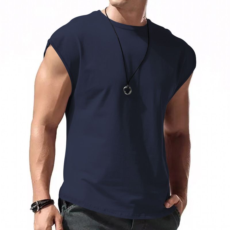 Herren Sommer Ärmelloses T-Shirt Tops Casual Loose Solid Color Dünner Abschnitt Schulter Unterhemden_voghion.com