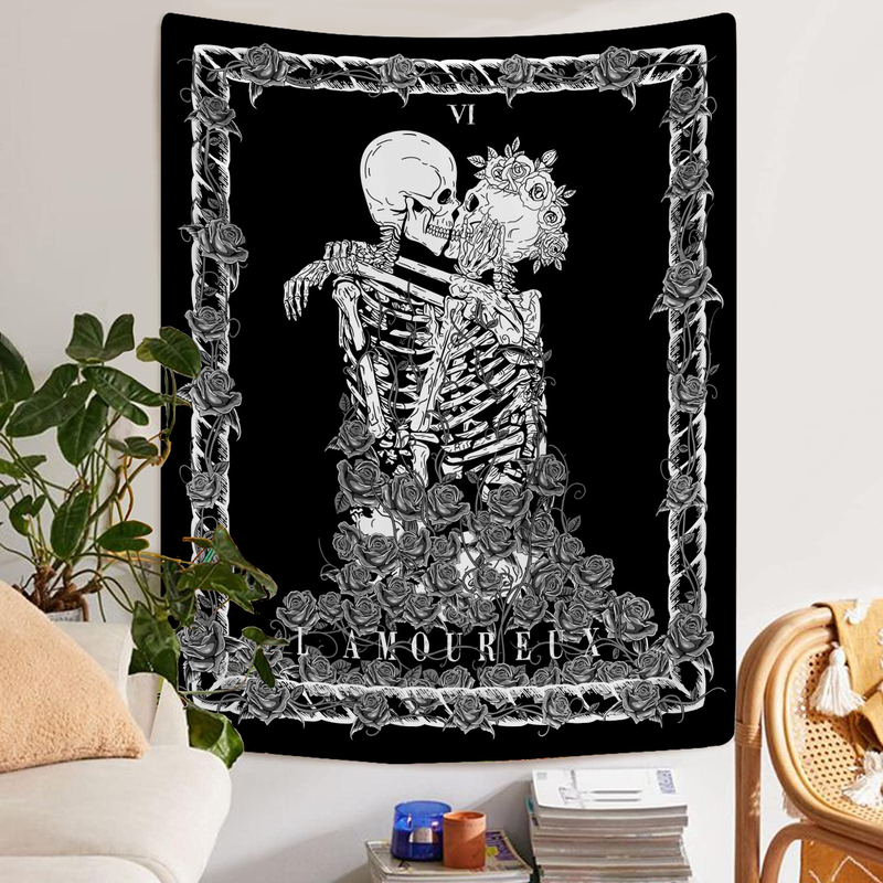 Opknoping clo Tarot merk Boheemse paar skelet achtergrond muur clo decoratieve wandtapijten omarmen home achtergrond_voghion.com