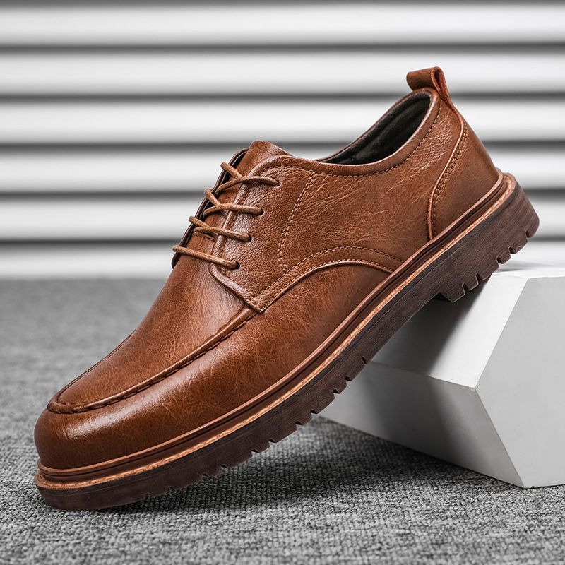 Suitable For All Seasons 2024 Trendy Fashion Office Leather Business Men's Casual Shoes_voghion.com