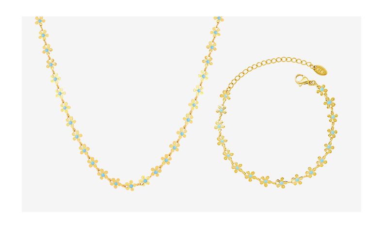 Conjunto de joyería para mujer, collar y pulsera con colgante de gota de aceite azul, chapado en oro fresco y pequeño, de lujo y ligero._voghion.com
