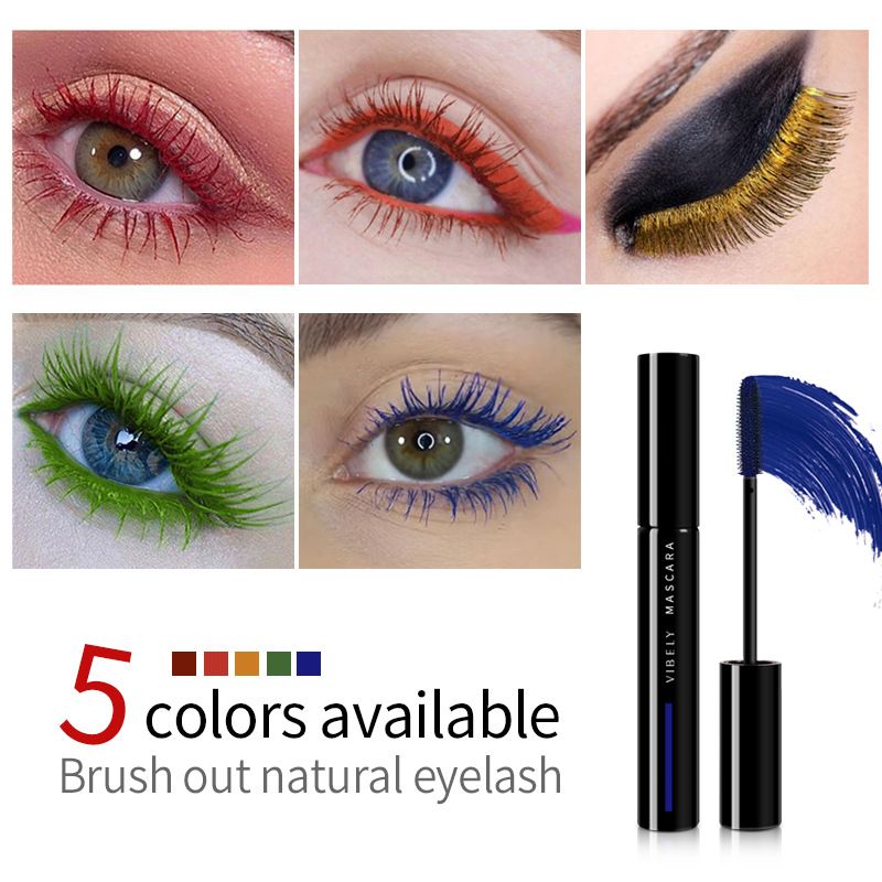 Colorful Eye Black, Waterproof, Non Smudging, Thick Curly, Colorful 4D Mascara Primer_voghion.com