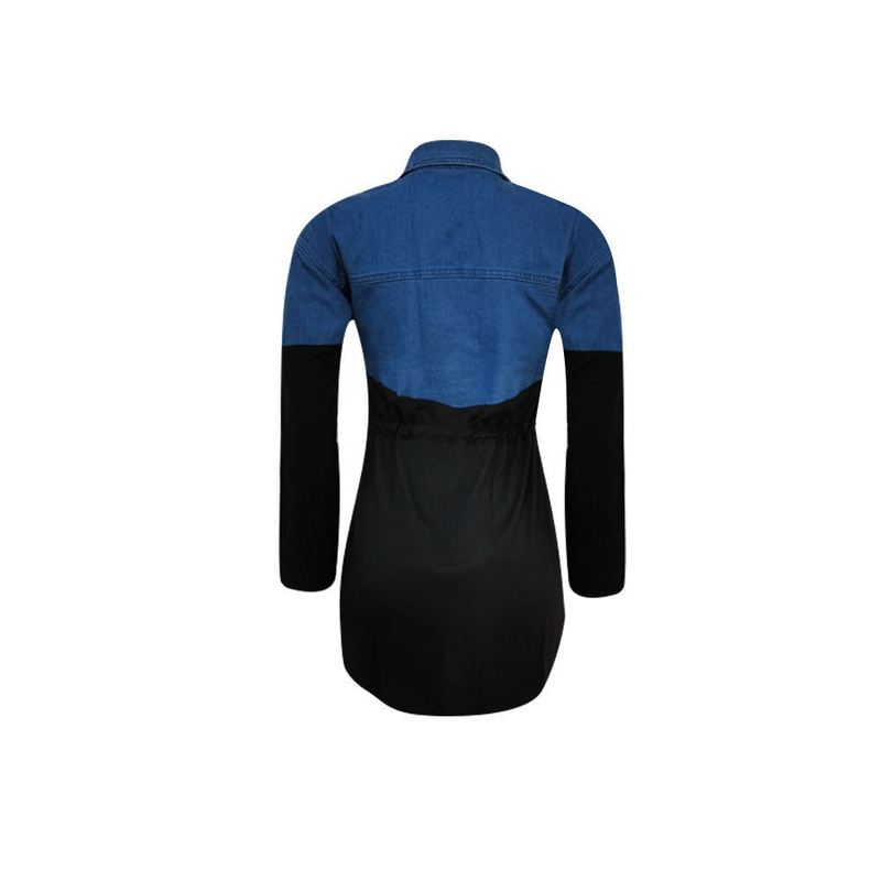 Moda femminile Camicia in denim alla moda con gonna slim fit allacciata_voghion.com