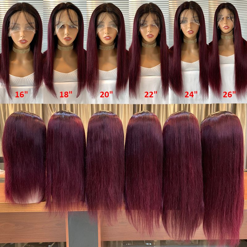 T1B/99J Peruci frontale din dantela braziliană Remy Omber din păr uman frontal Bury T pentru femei HairUGo_voghion.com