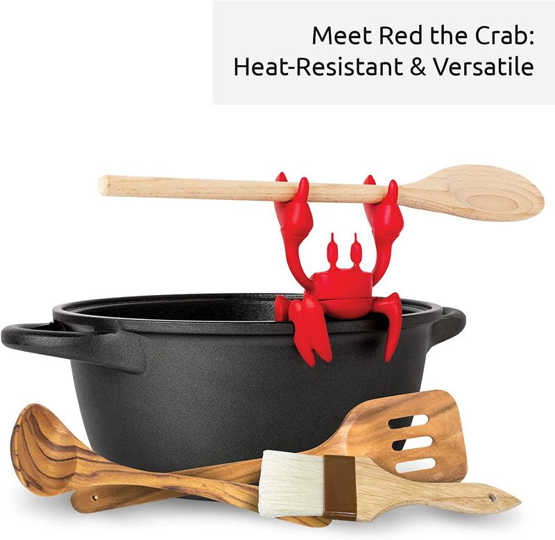 Red Crab Silikon-Besteckhalter, Herd-Silikon-Löffelhalter, hitzebeständiger Halter, rutschfester Löffelhalter, Herd-Dampfablass_voghion.com