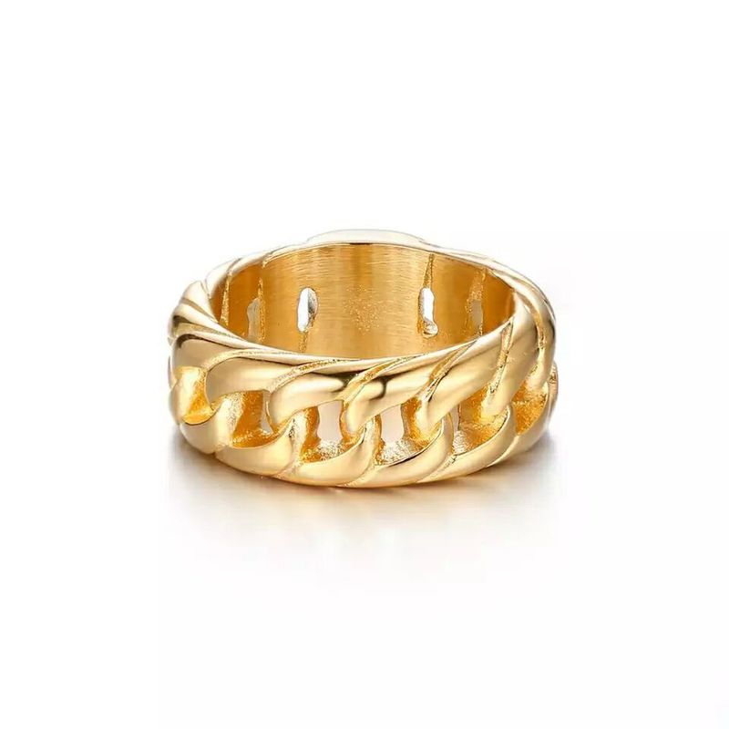 Accessories Men's Woven Cuban Titanium Trendy Stainless Steel Chain Ring_voghion.com