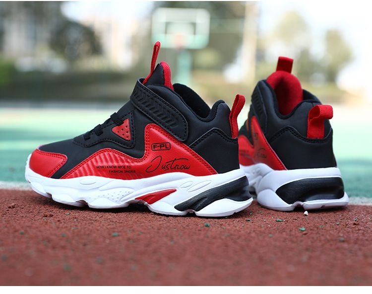 Otroški čevlji otroški čevlji fantovski športni copati 2024 novi usnjeni nepremočljivi srednji in veliki otroški dečki nosijo odporne košarkarske copate_voghion.com